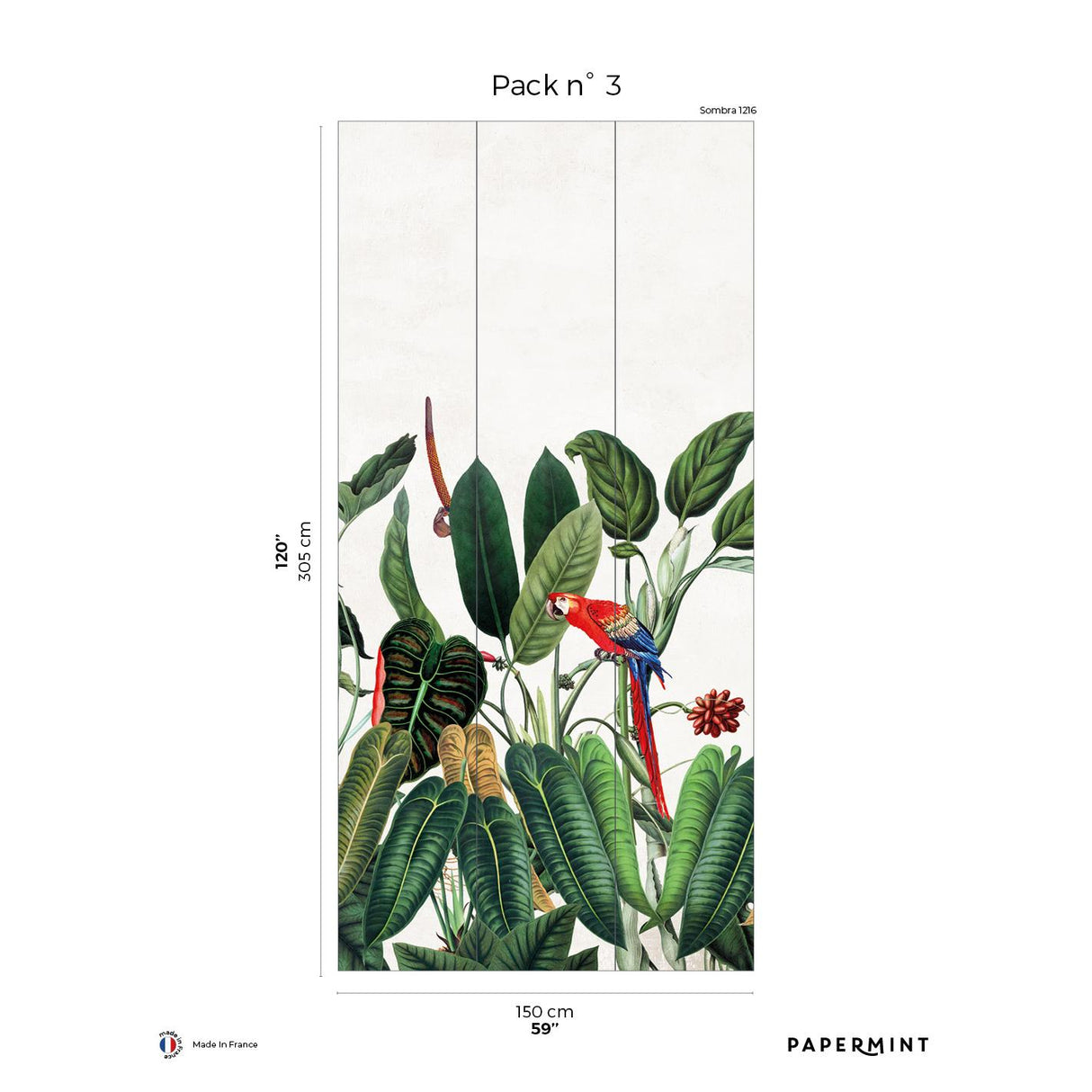 Papermint Borno Pack 3 in Green Wall Mural