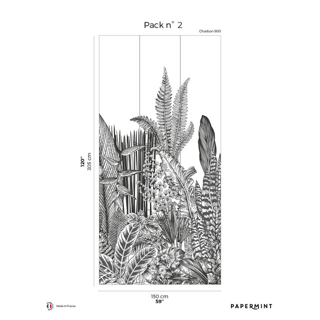 Papermint Botanic Pack 2 in Gray Wall Mural
