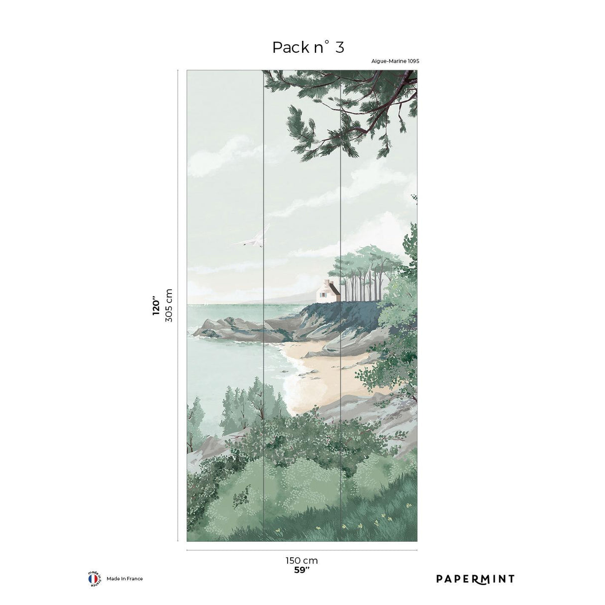 Papermint Bretagne Pack 3 in Green Wall Mural