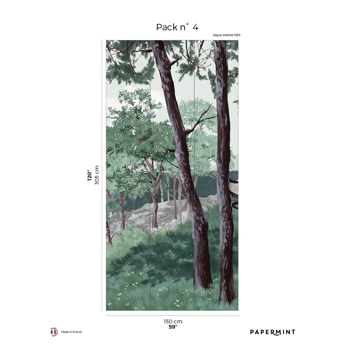 Papermint Bretagne Pack 4 in Green Wall Mural