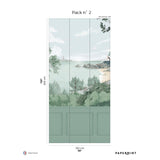 Papermint Bretagne Chair Rail With Faux Wainscoting Pack 2 in Green Wall Mural