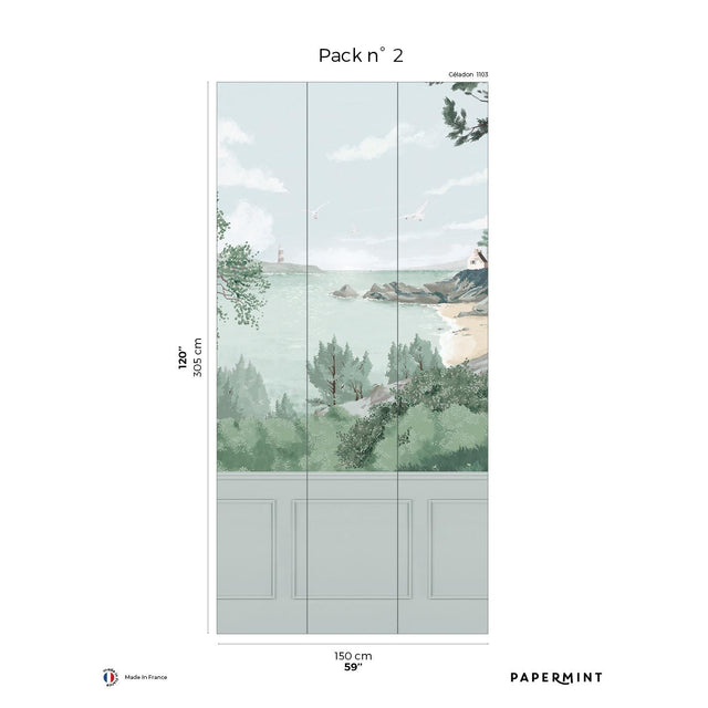 Papermint Bretagne Chair Rail With Faux Wainscoting Pack 2 in Gray Wall Mural