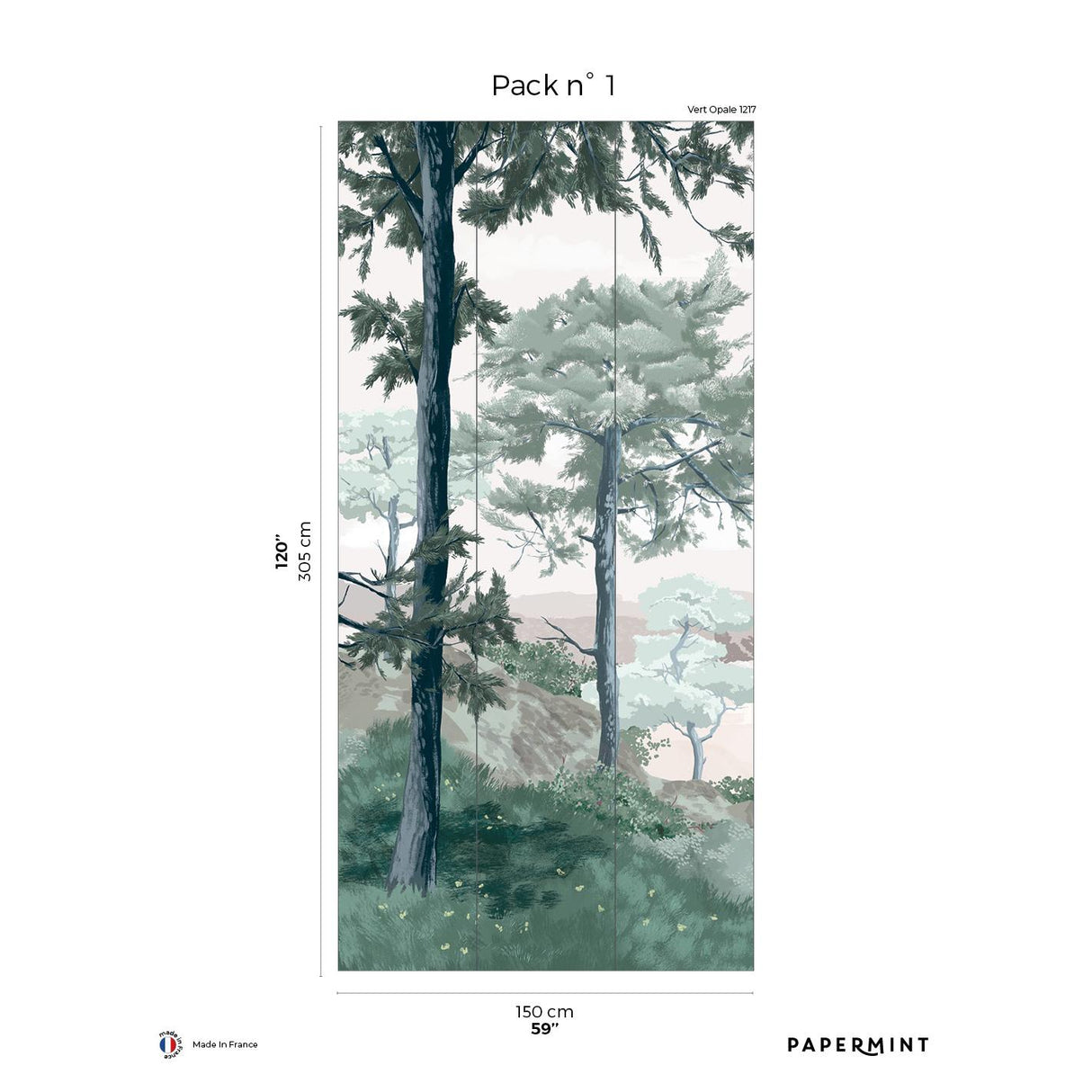 Papermint Crozon Pack 1 in Green Wall Mural