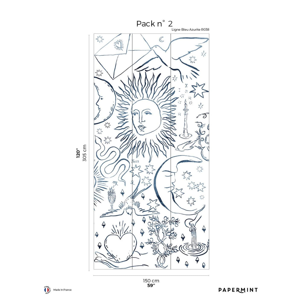 Papermint Divine Pack 2 in Navy Wall Mural