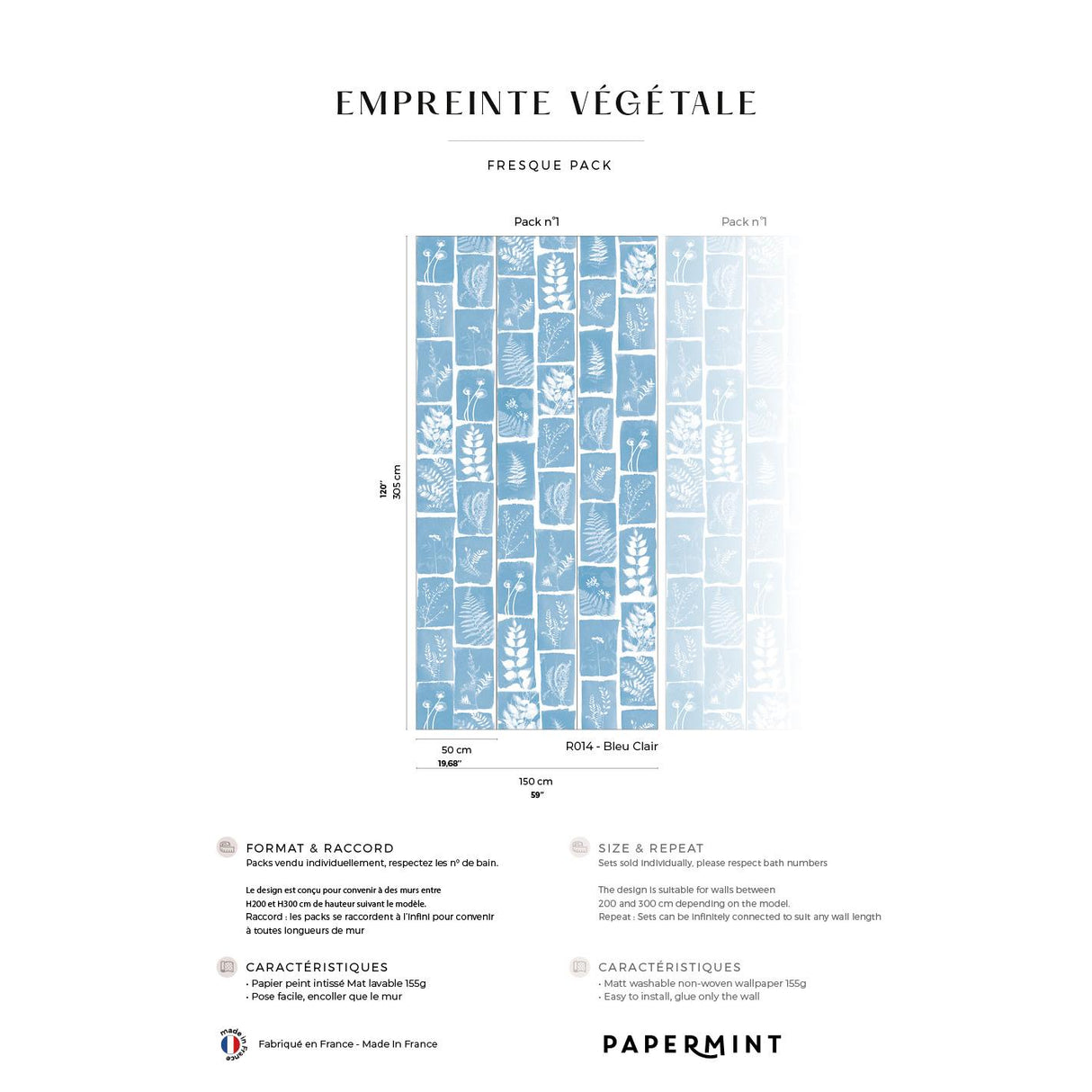 Veer Decor Botanical Imprint Pack 1 in Blue Wall Mural
