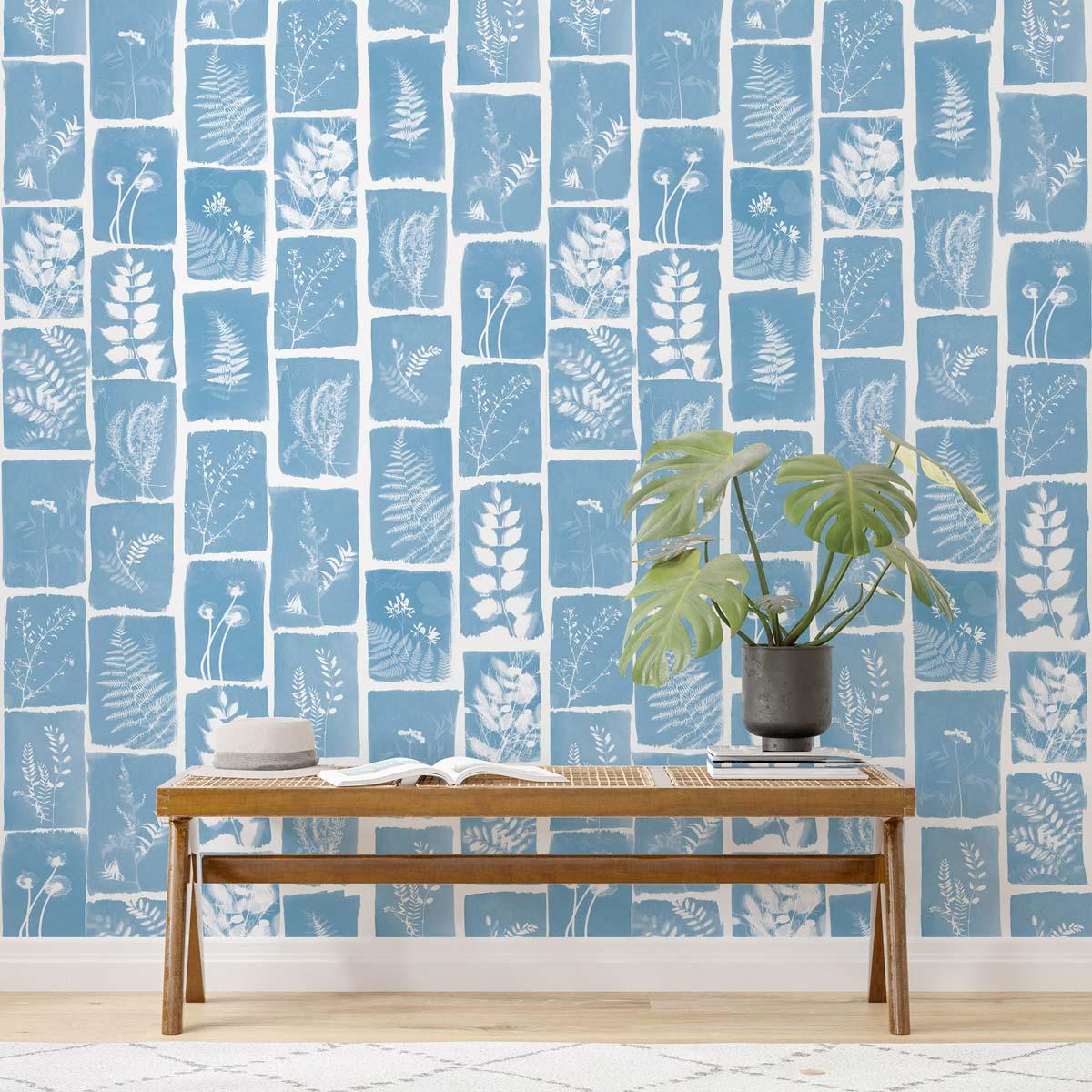 Veer Decor Botanical Imprint Pack 1 in Blue Wall Mural