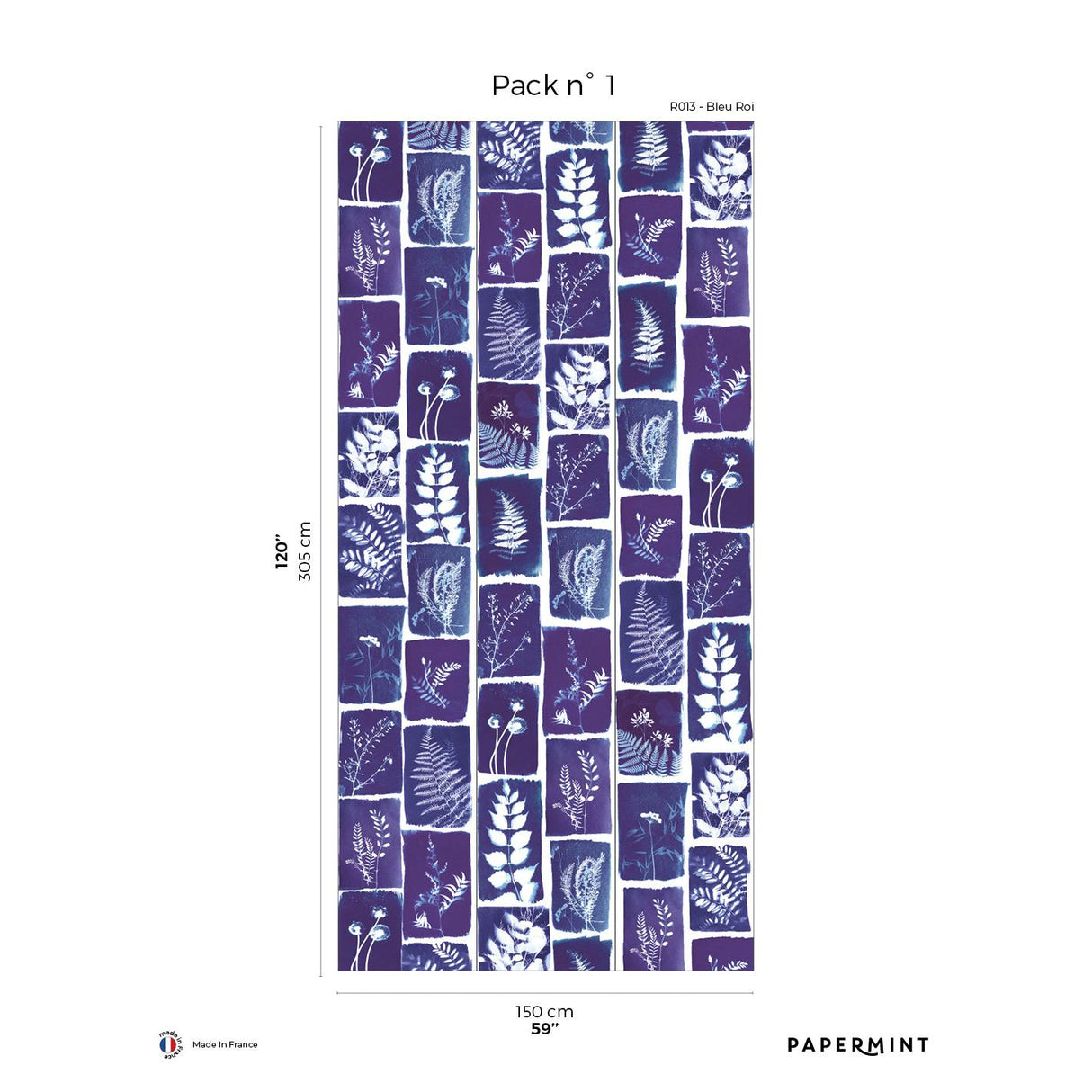 Papermint Botanical Imprint Pack 1 in Navy Wall Mural