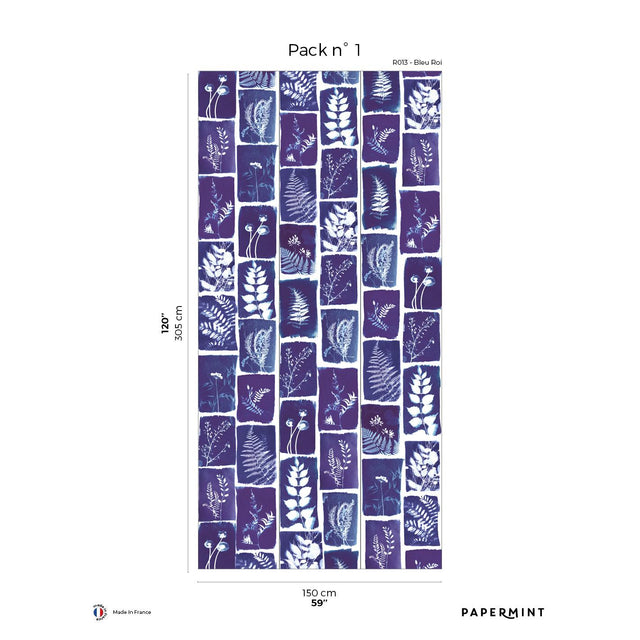 Papermint Botanical Imprint Pack 1 in Navy Wall Mural