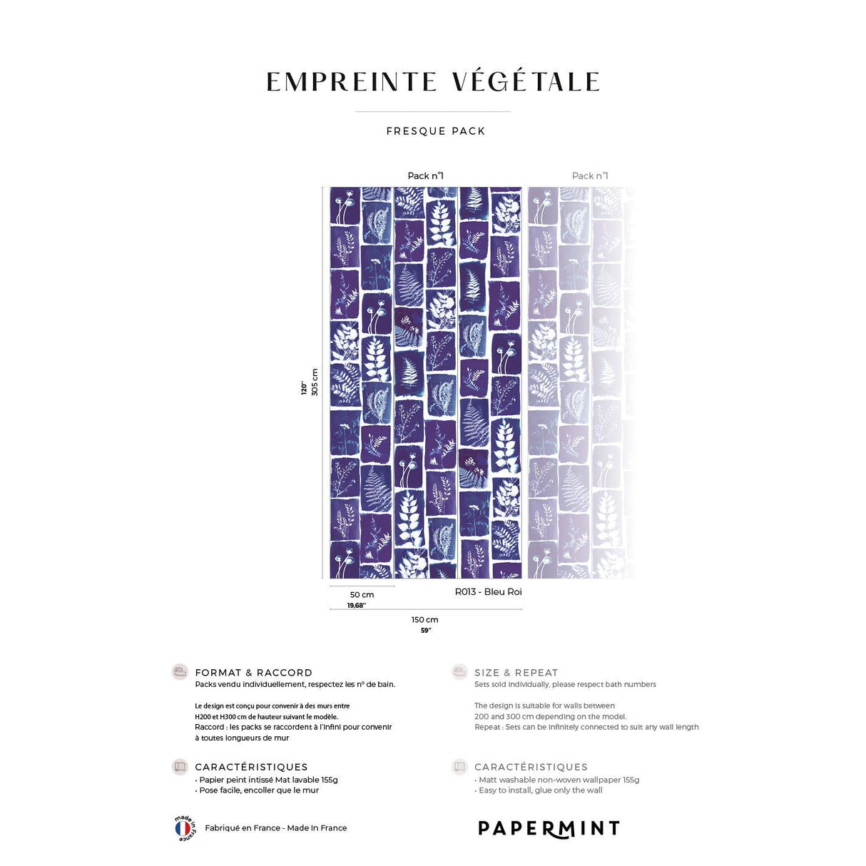 Veer Decor Botanical Imprint Pack 1 in Navy Wall Mural