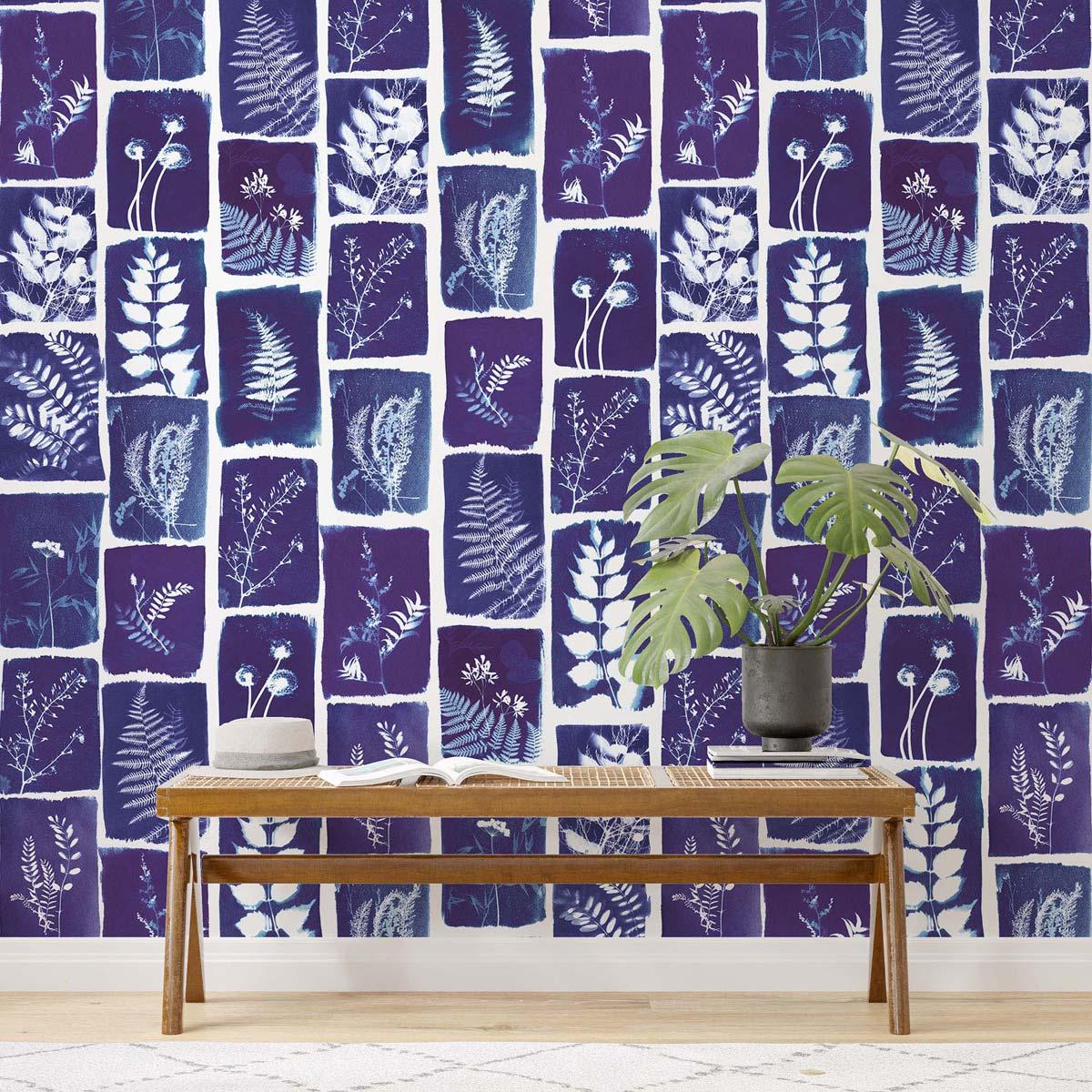 Veer Decor Botanical Imprint Pack 1 in Navy Wall Mural