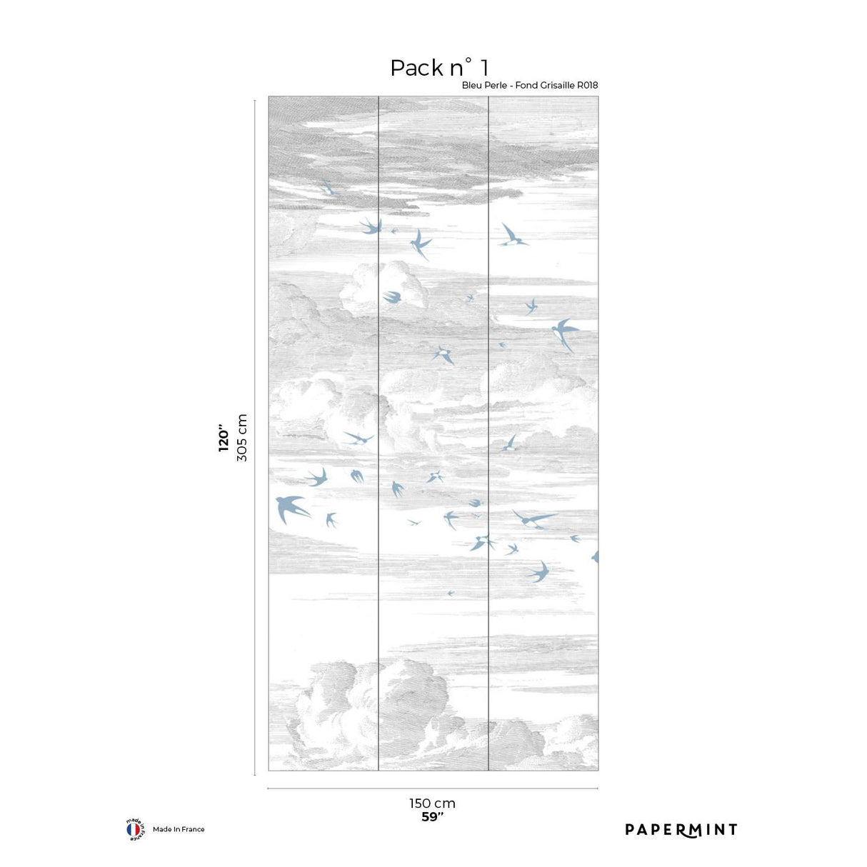 Papermint Soaring Pack 1 in White Wall Mural