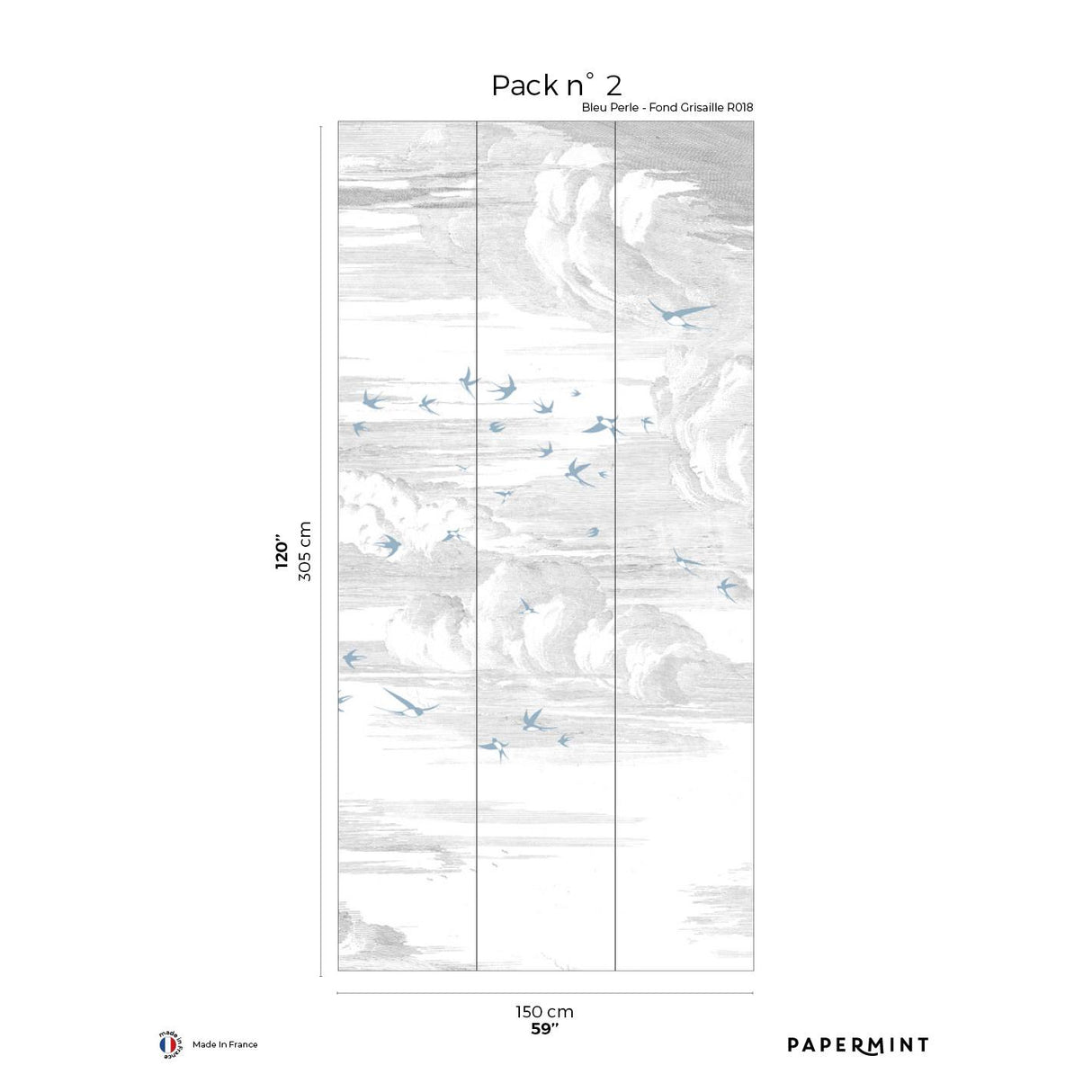 Papermint Soaring Pack 2 in White Wall Mural