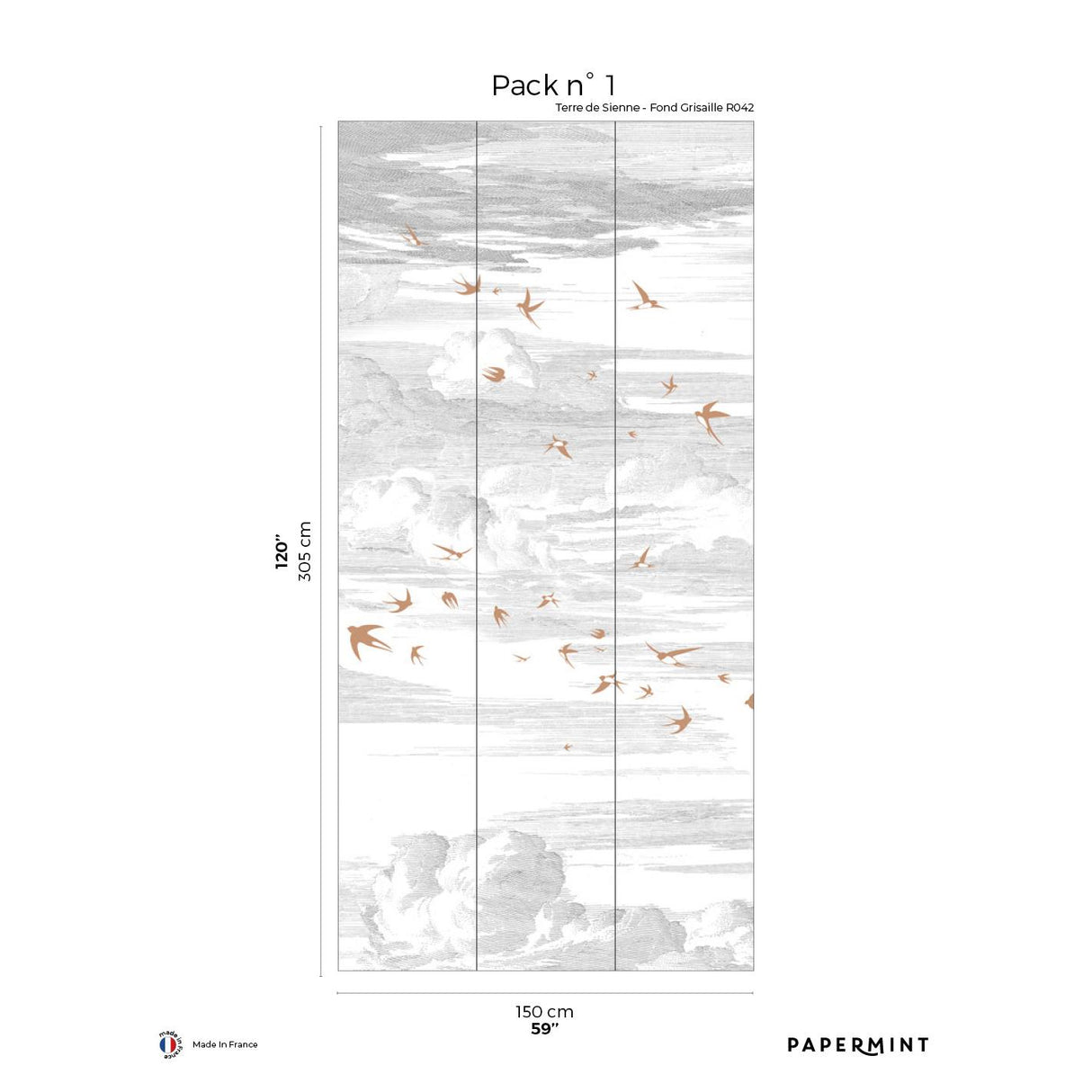 Papermint Soaring Pack 1 in Red Wall Mural
