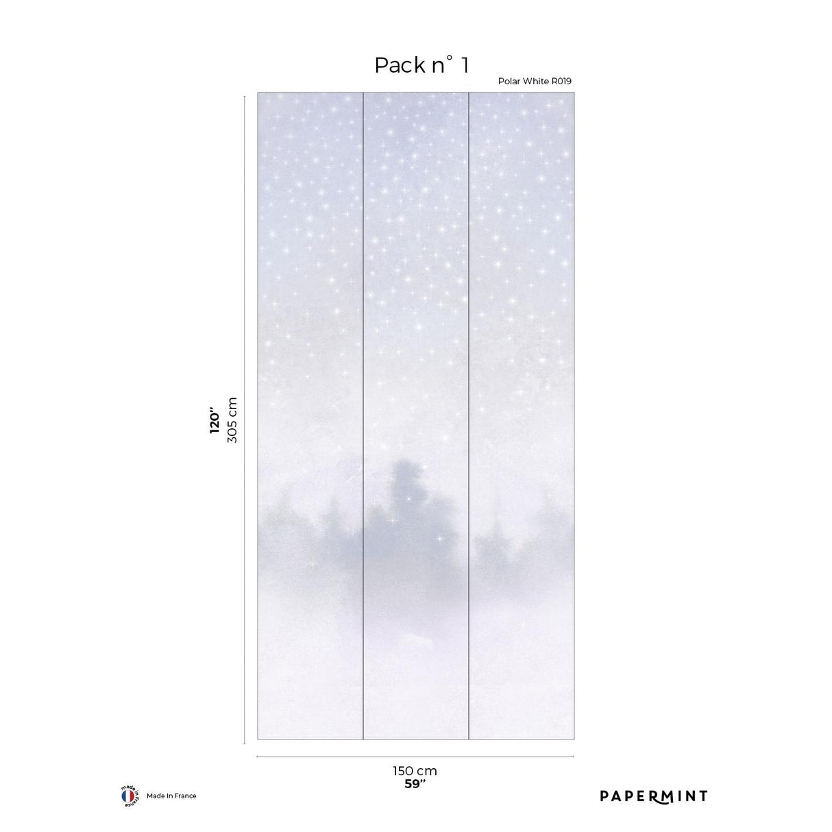 Papermint Starlights Pack 1 in White Wall Mural