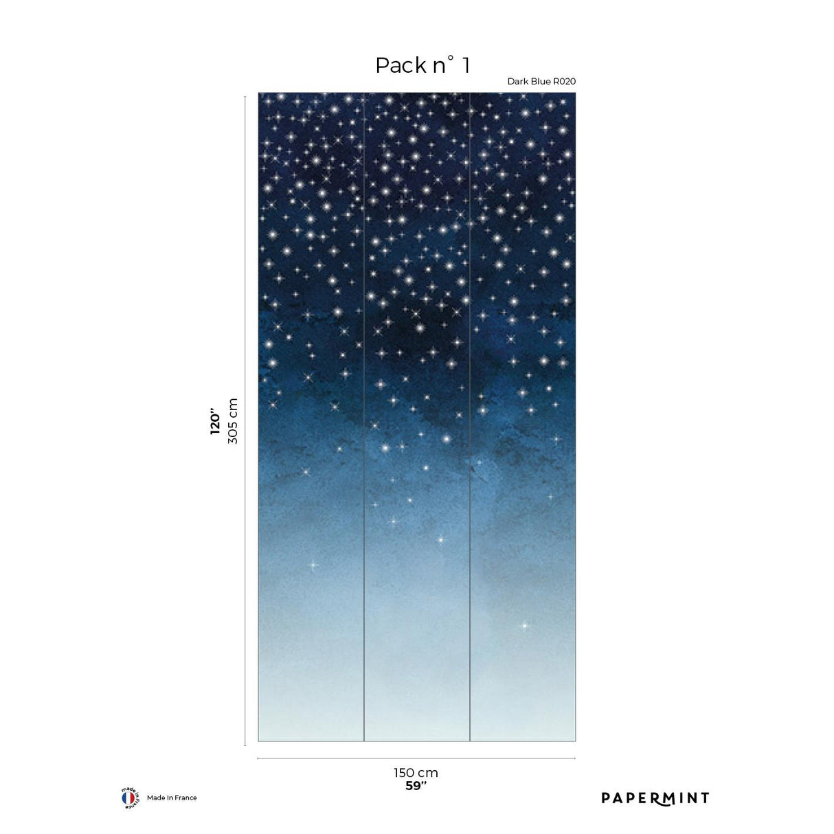 Papermint Starlights Pack 1 in Navy Wall Mural