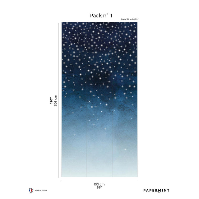 Papermint Starlights Pack 1 in Navy Wall Mural