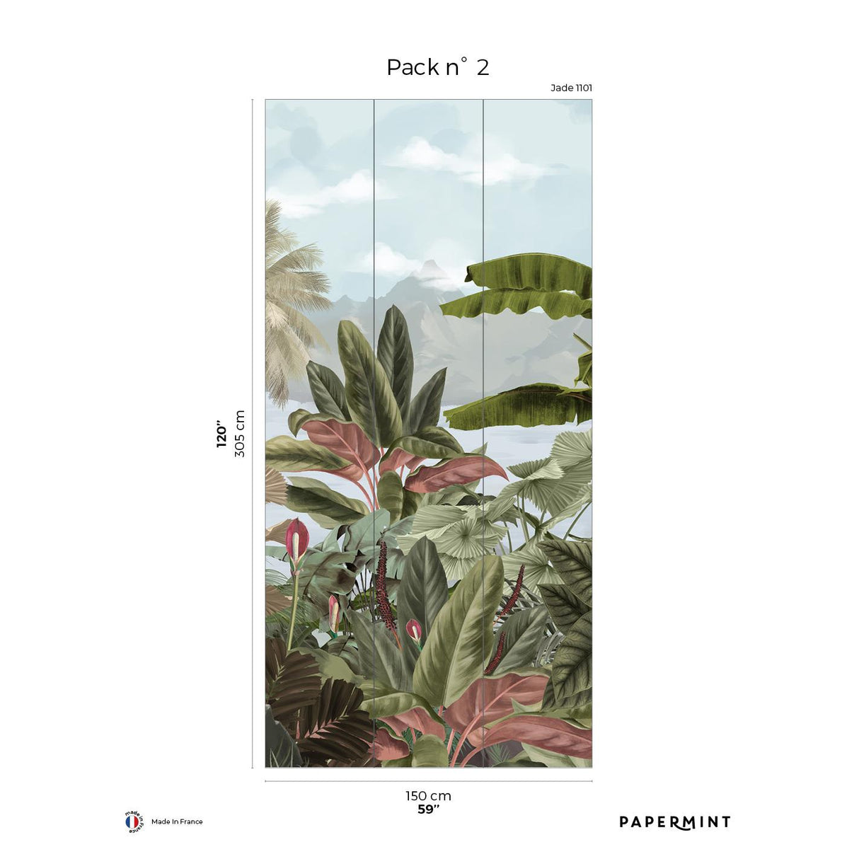 Papermint Exotic Pack 2 in Blue Wall Mural