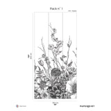 Papermint Flora Pack 1 in Black Wall Mural