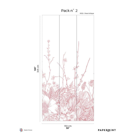 Papermint Flora Pack 2 in Pink Wall Mural