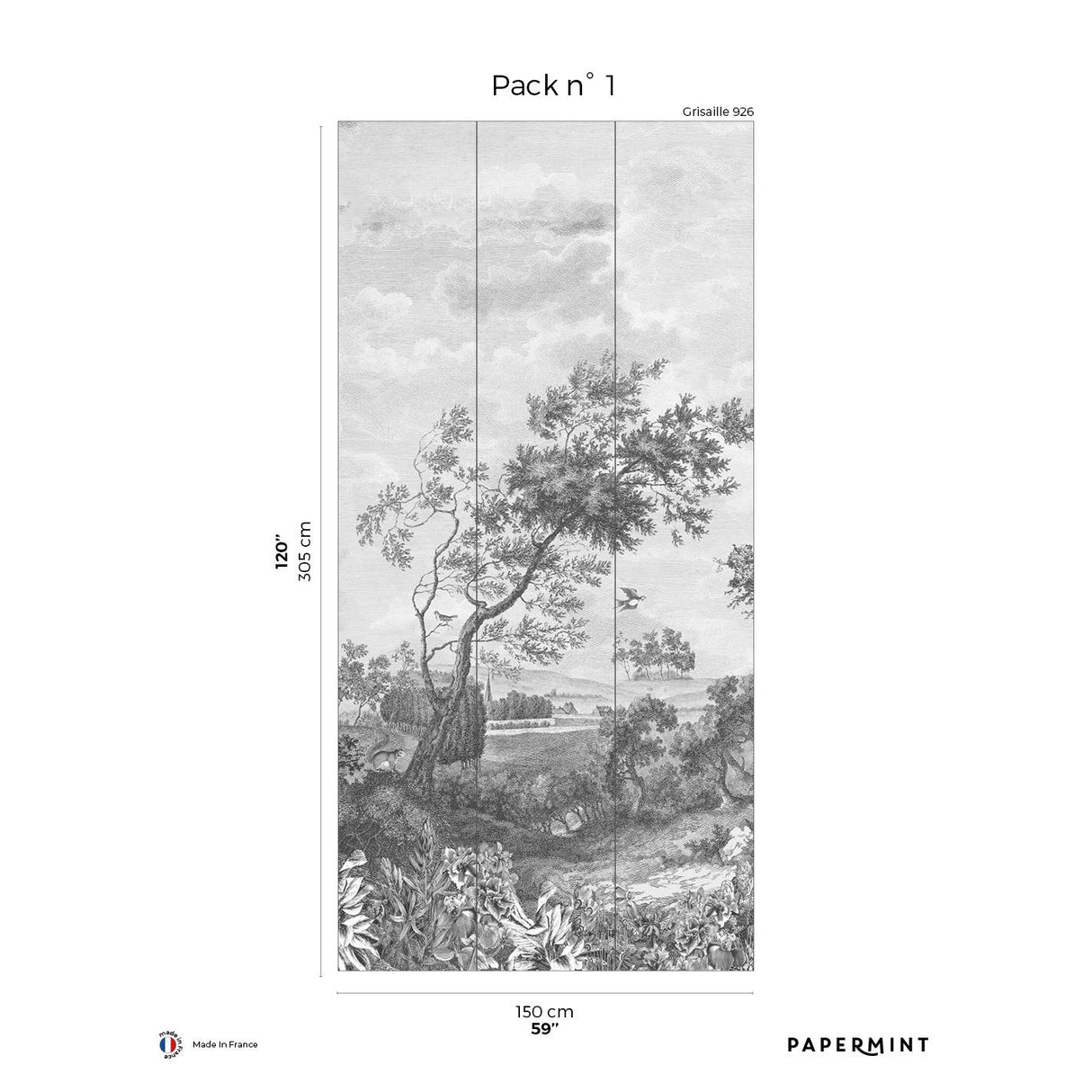 Papermint Fontainebleau Pack 1 in Gray Wall Mural
