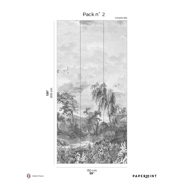 Papermint Fontainebleau Pack 2 in Gray Wall Mural