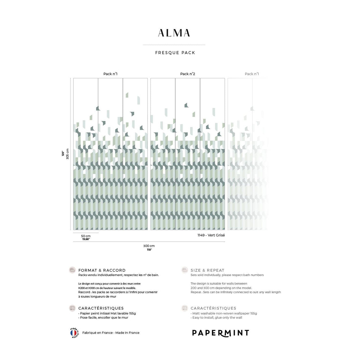 Papermint Alma Pack 1 & 2 in Gray Wall Mural