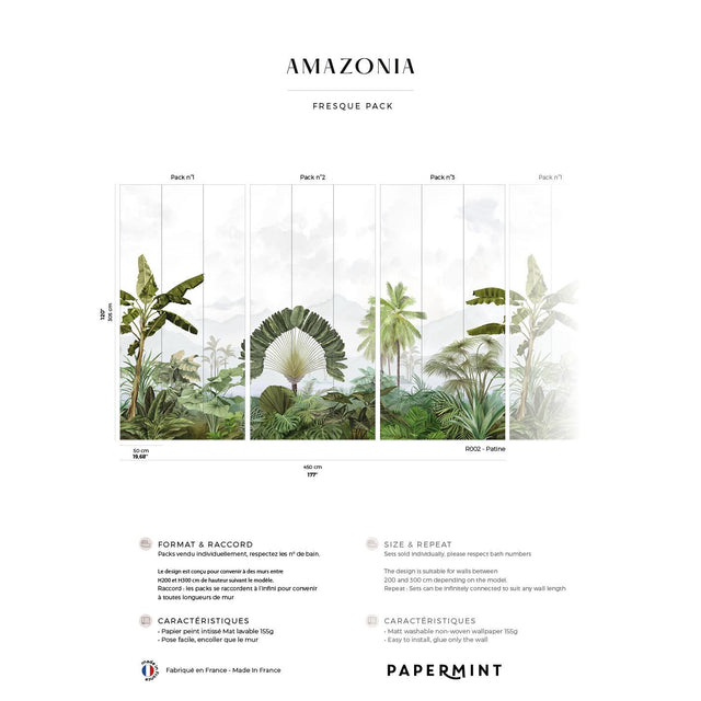 Papermint Amazonia Pack 1, 2 & 3 in Green Wall Mural