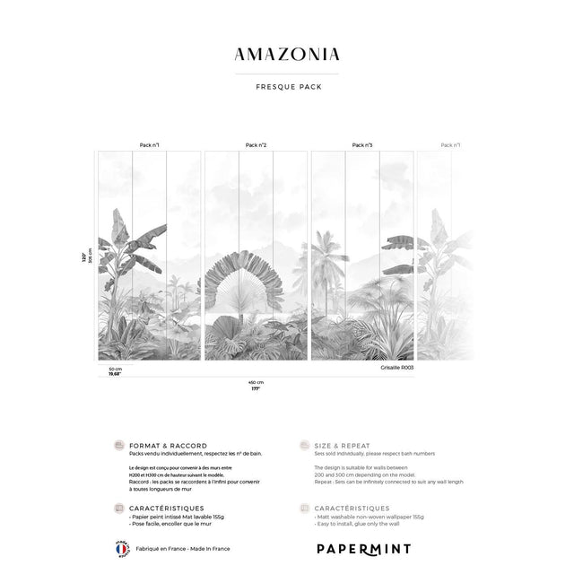 Papermint Amazonia Pack 1, 2 & 3 in Gray Wall Mural