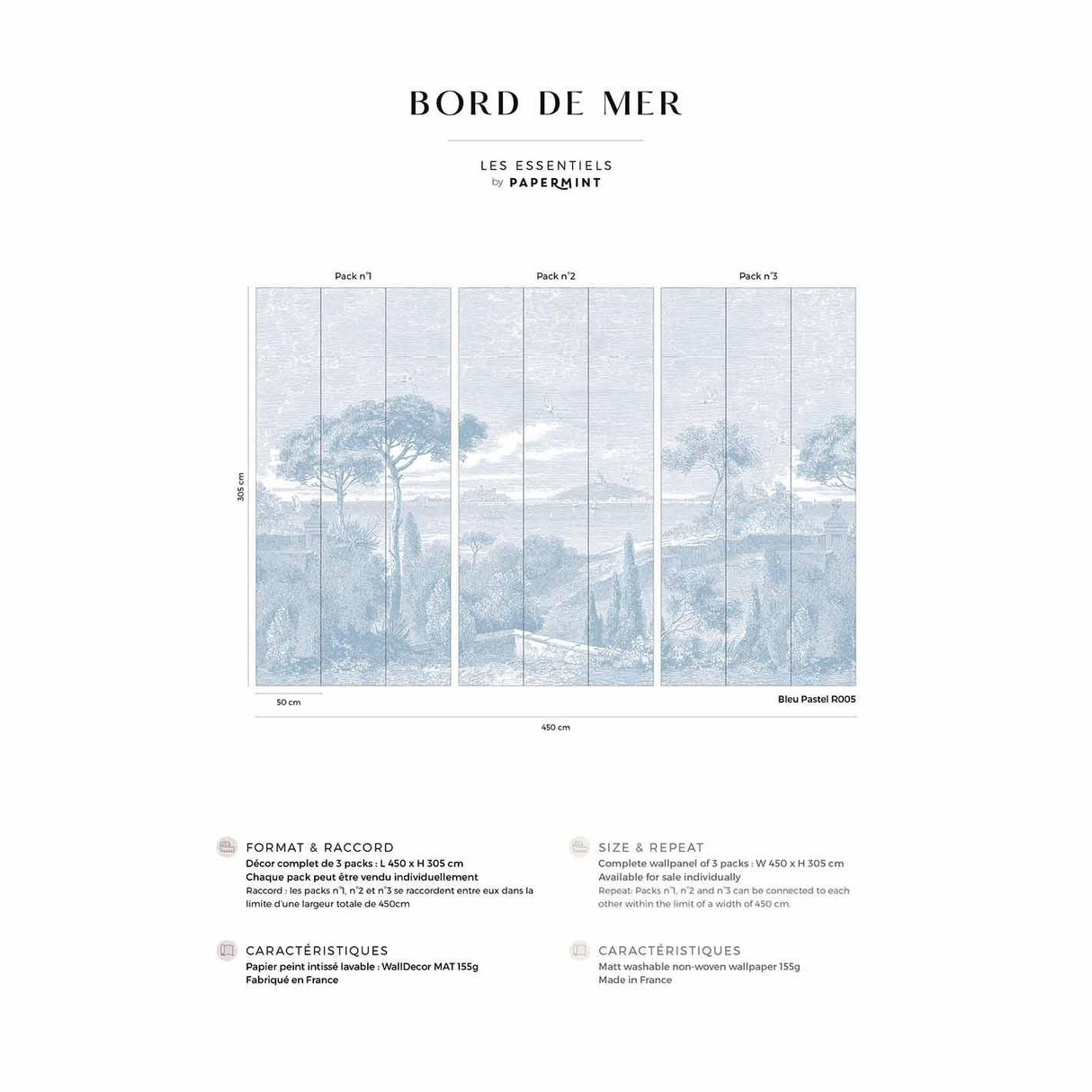 Papermint By the Sea Pack 1, 2 & 3 in Blue Wall Mural