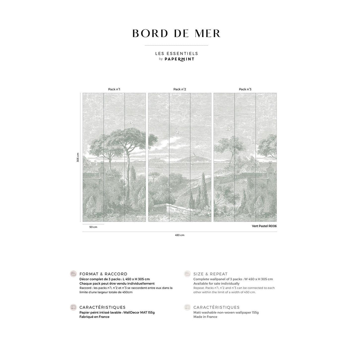 Papermint By the Sea Pack 1, 2 & 3 in Green Wall Mural