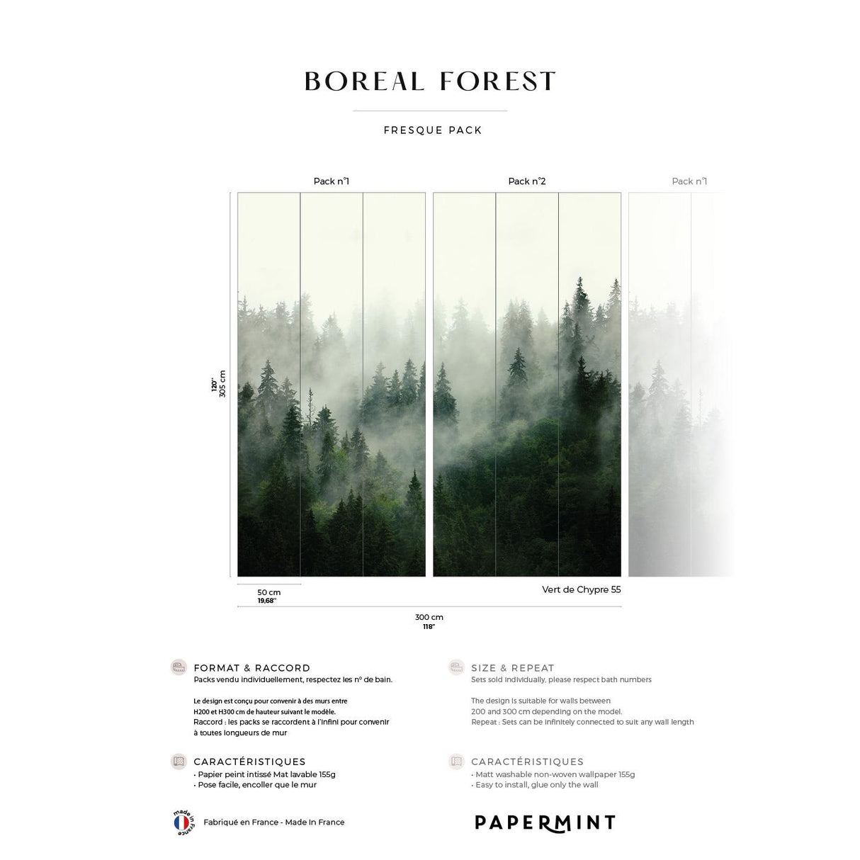 Papermint Boreal Pack 1 & 2 in Green Wall Mural