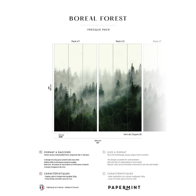 Papermint Boreal Pack 1 & 2 in Green Wall Mural