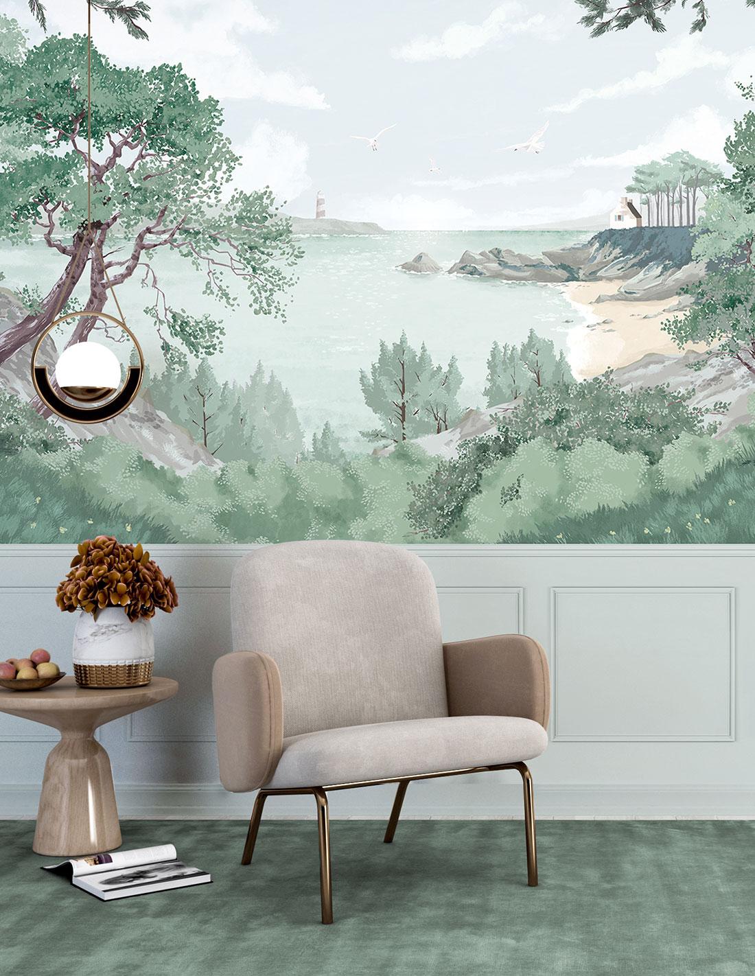 Veer Decor Bretagne Chair Rail With Faux Wainscoting Pack 1, 2 & 3 in Gray Wall Mural