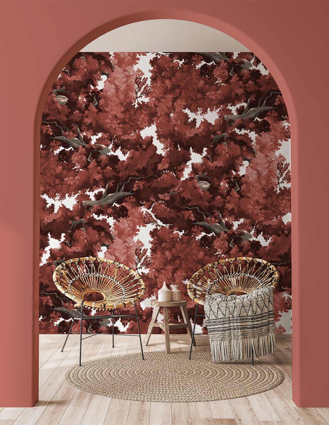 Veer Decor Bushu Pack 1 & 2 in Red Wall Mural