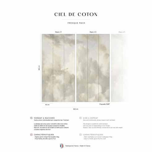 Papermint Cotton Sky Pack 1 & 2 in Beige Wall Mural
