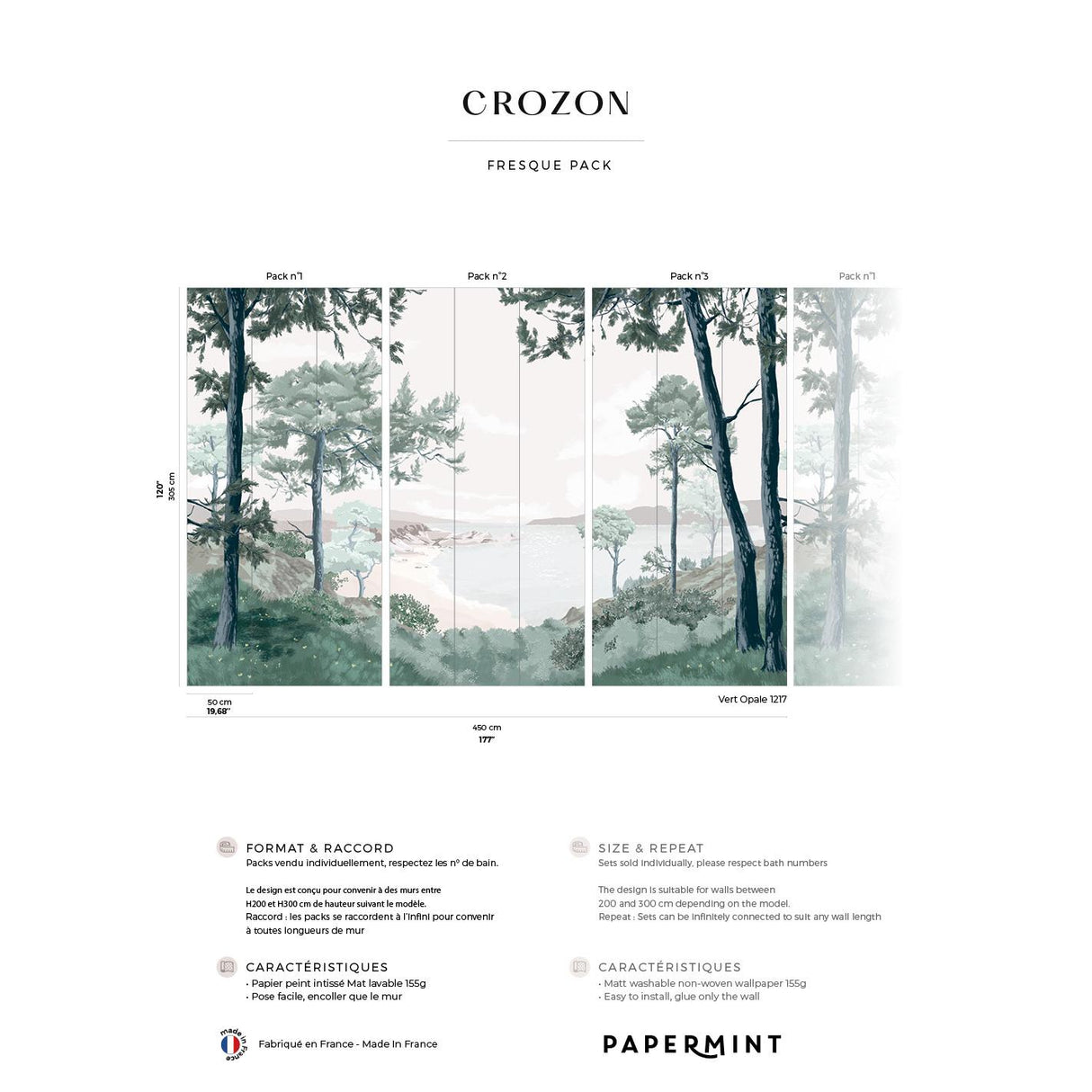 Papermint Crozon Pack 1, 2 & 3 in Green Wall Mural