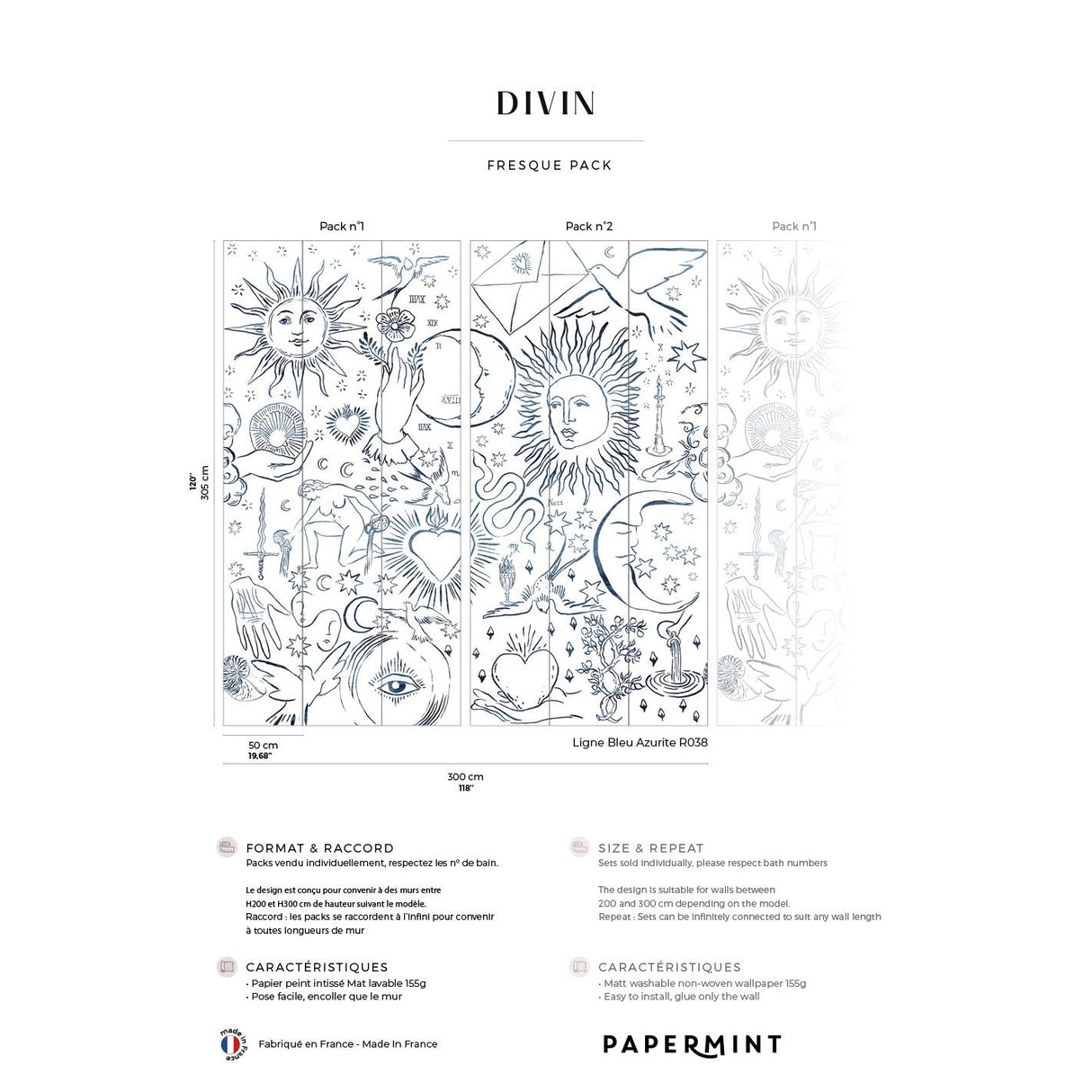 Papermint Divine Pack 1 & 2 in Navy Wall Mural