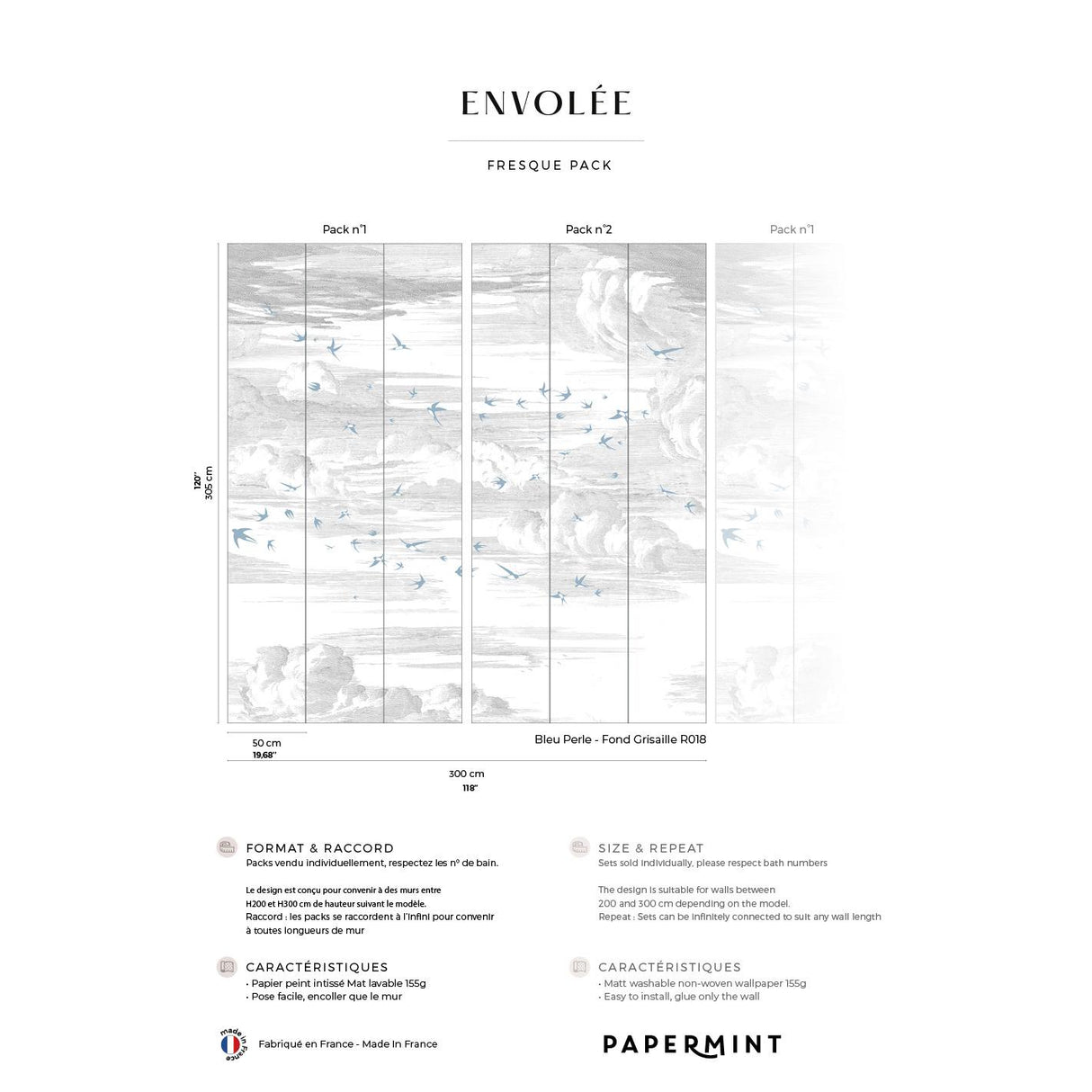 Papermint Soaring Pack 1 & 2 in White Wall Mural