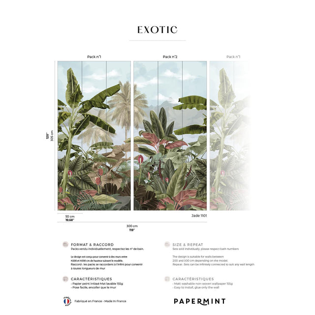 Papermint Exotic Pack 1 & 2 in Blue Wall Mural
