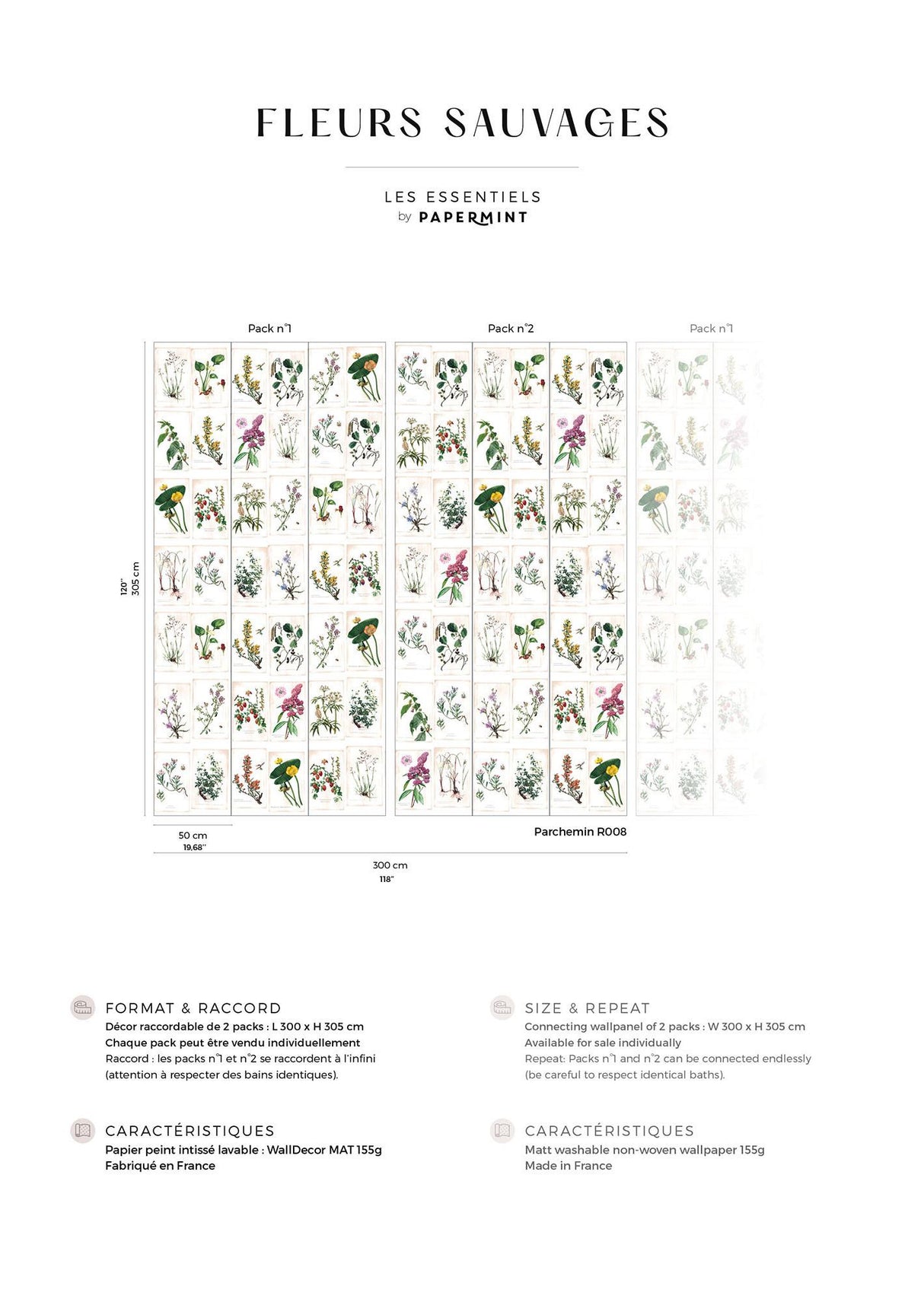 Papermint Wild Flowers Pack 1 & 2 in Multi Wall Mural