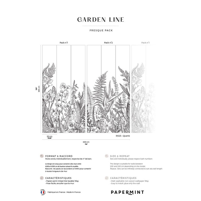 Papermint Garden Line Pack 1 & 2 in Gray Wall Mural