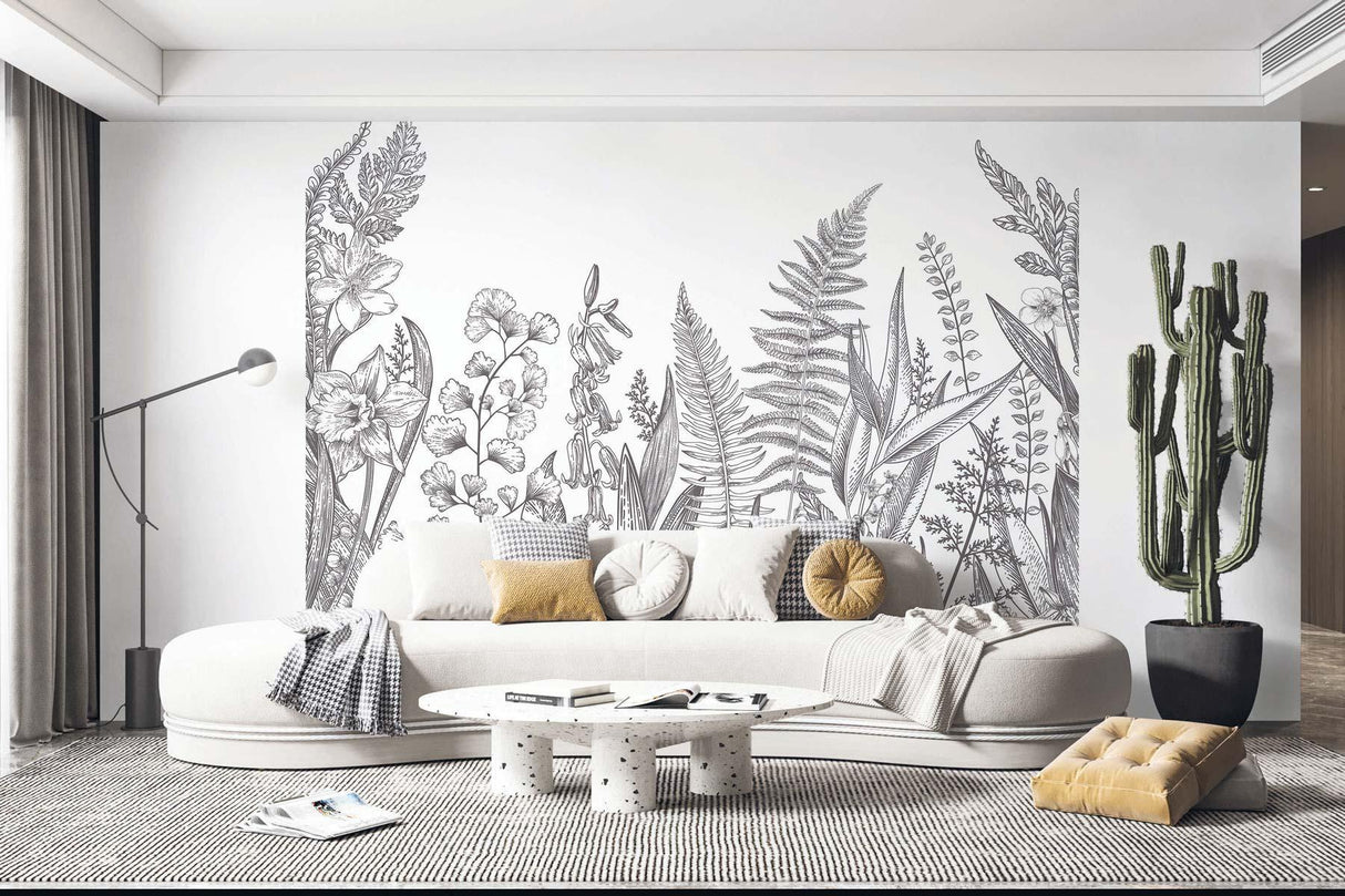 Veer Decor Garden Line Pack 1 & 2 in Gray Wall Mural