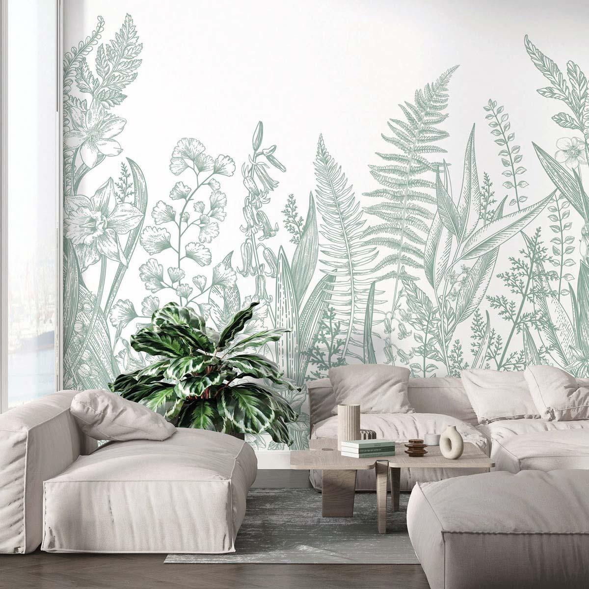 Veer Decor Garden Line Pack 1 & 2 in Sage Wall Mural