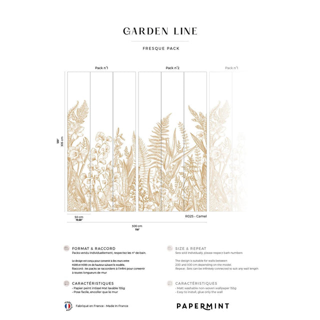Papermint Garden Line Pack 1 & 2 in Brown Wall Mural
