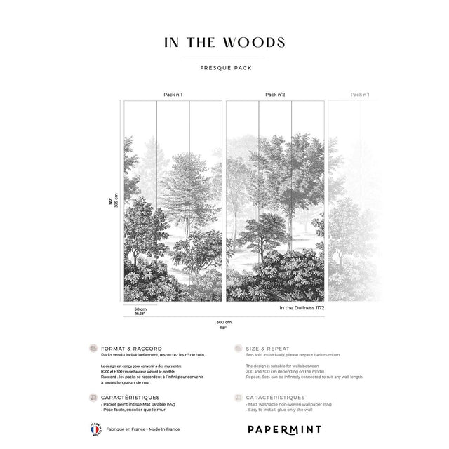 Papermint In The Woods Pack 1 & 2 in Gray Wall Mural