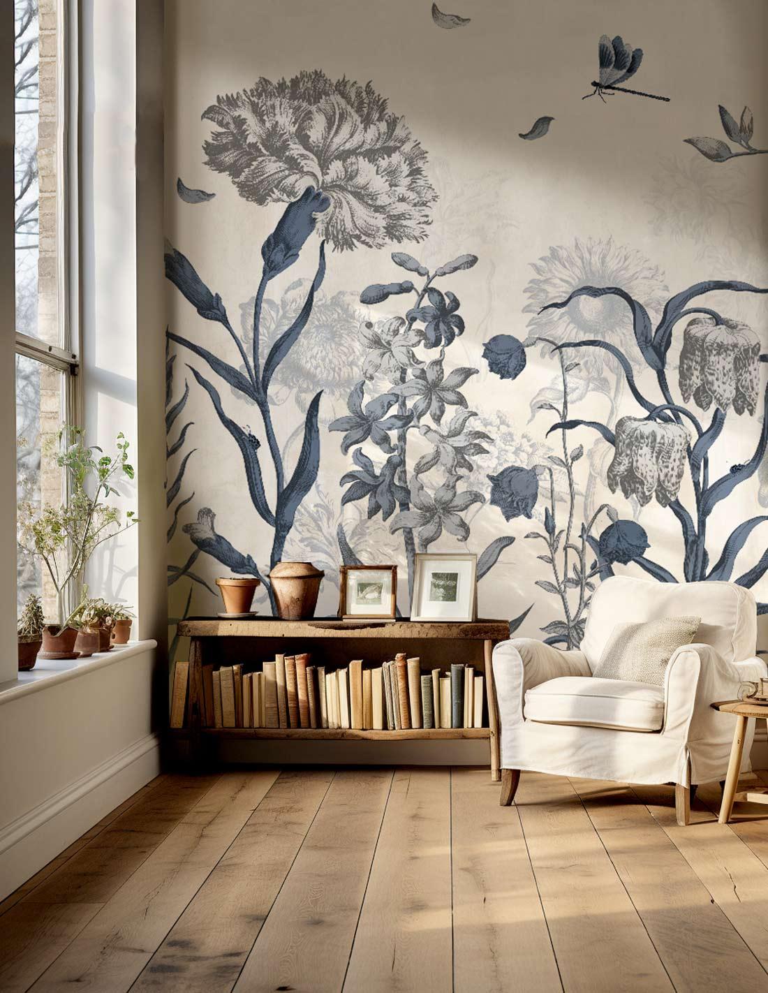 Veer Decor English Garden Pack 1, 2 & 3 in Blue Wall Mural