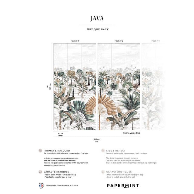 Papermint Java Pack 1 & 2 in Green Wall Mural