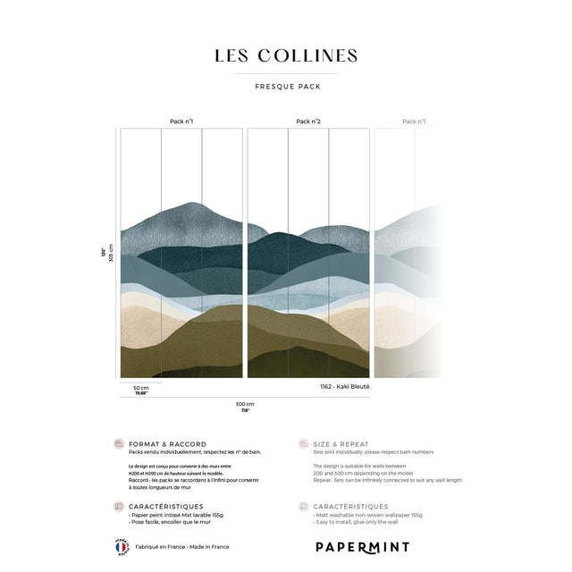Papermint The Hills Pack 1 & 2 in Blue Wall Mural