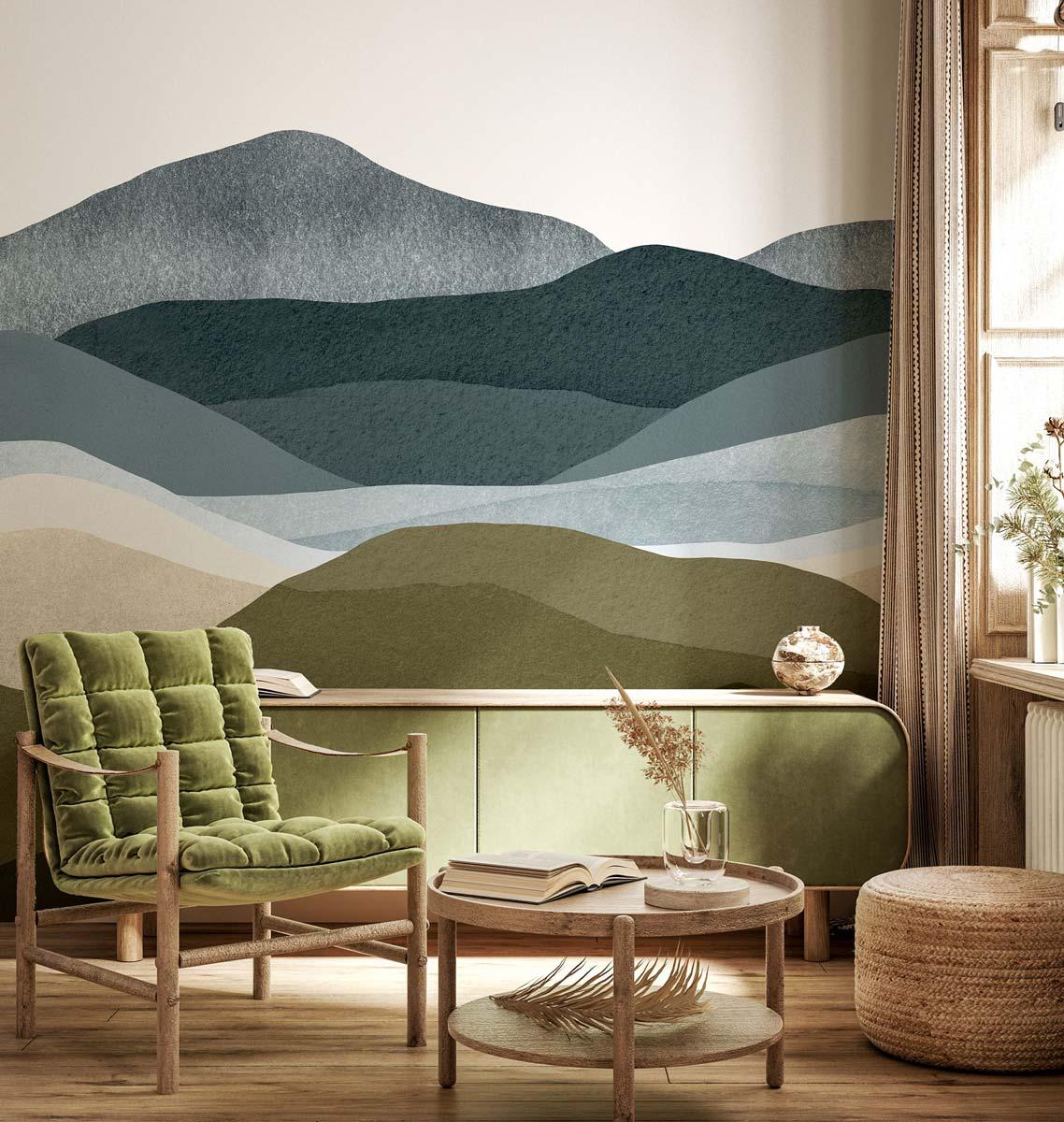 Veer Decor The Hills Pack 1 & 2 in Blue Wall Mural