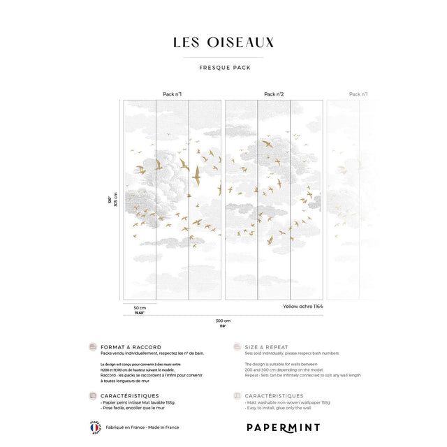 Papermint Birds Pack 1 & 2 in Yellow Wall Mural